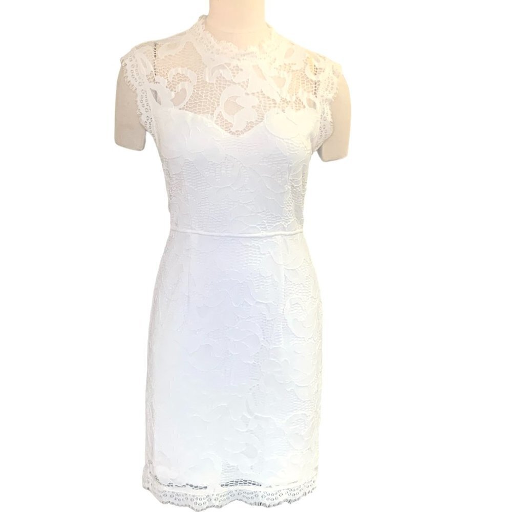 Sans Souci Floral Lace Sleeveless Dress Sz L‎ Ivory 139B